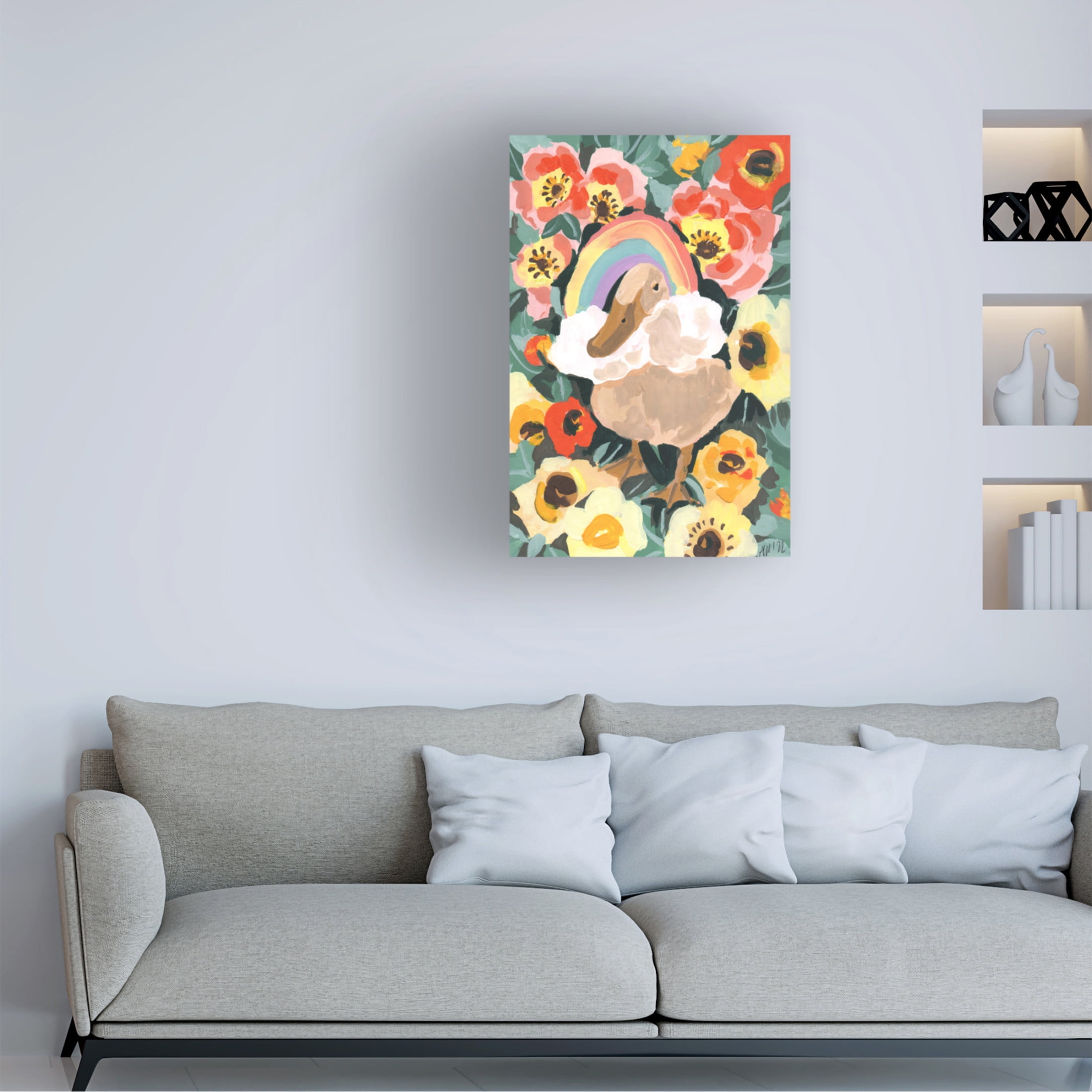 Trademark Fine Art Ania Zwara Duck With Rainbow Canvas Wall Art