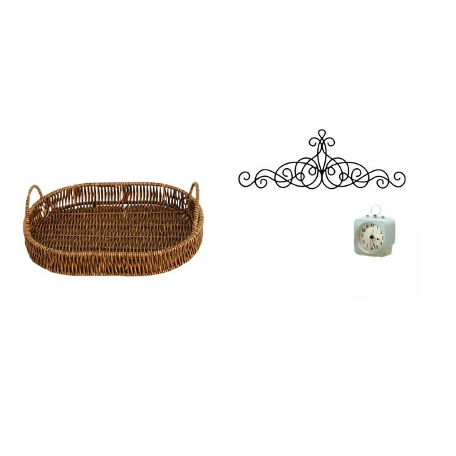 Cesta De Frutas De Mimbre Y Ratán, Organizador De Decoración De Pared Floral De Metal Para Cocina, Hotel, Hogar, Patio, Interior, Exterior, Porche, Cerca