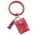 thumbnail image 2 of SPRING PARK Coin Purse Solid Color Wallet Pouch Leather Card Holder with Key Chain Tassel Zip, 2 of 7