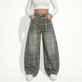 thumbnail image 4 of adaychics Plaid Wide Leg Pants for Women Wide Leg Vintage Baggy Trousers with Pockets Unisex Lounge Pants Streetwear, 4 of 9