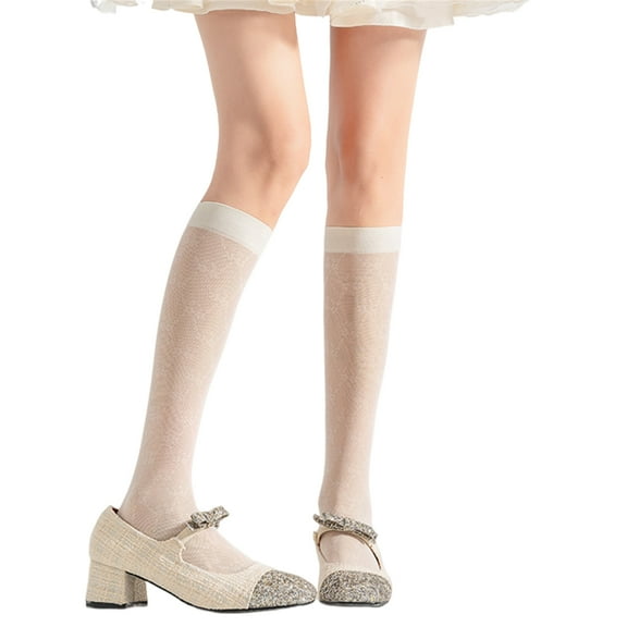 Womens Knee Stockings Florals Sheer Knee High Socks Sweet Cute Calf Socks Nylons Silk Stockings Tube Socks Gifts