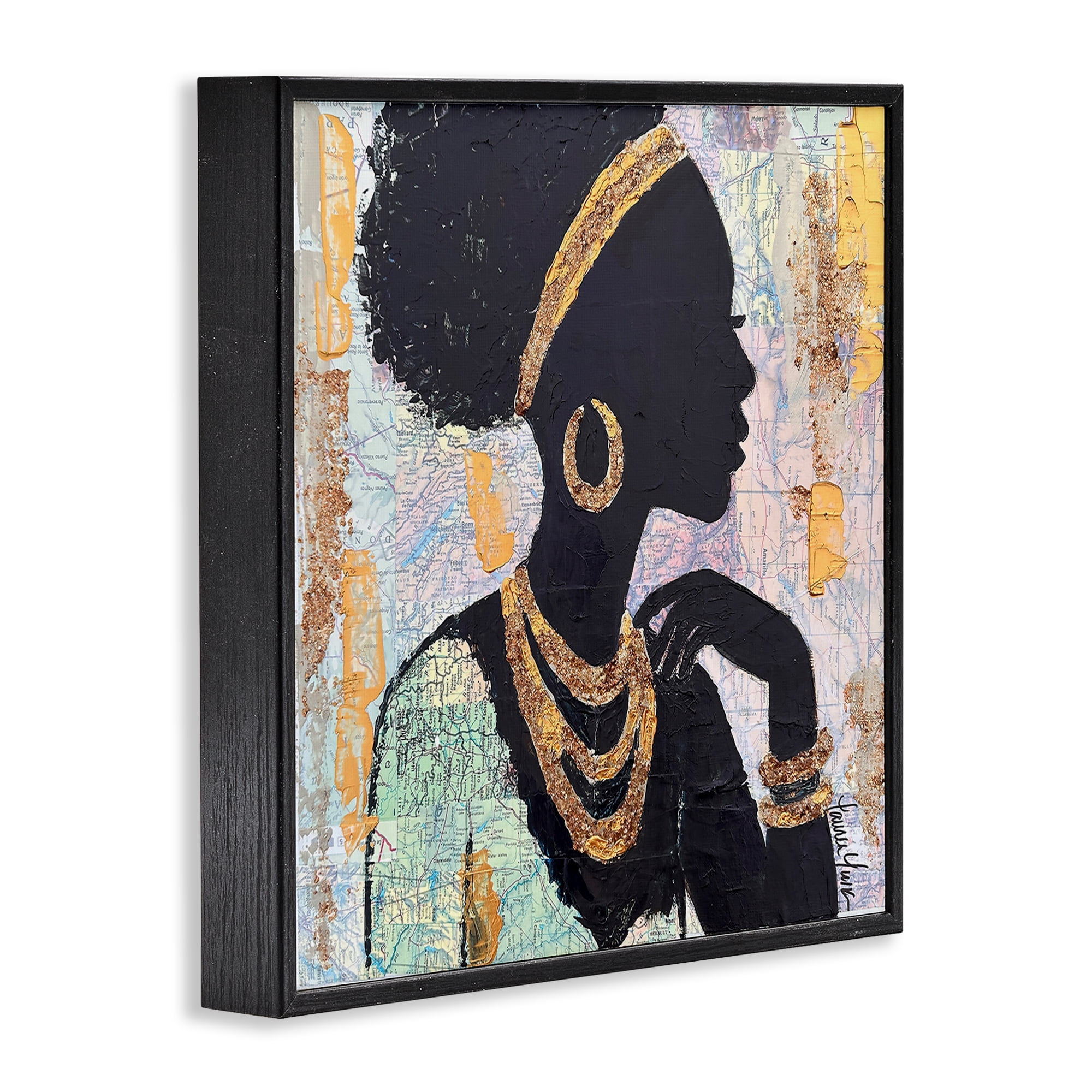 Stupell Industries Jewelry Clad Girl Silhouette Black Framed Giclee Art, design by Lauren Luna