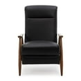 thumbnail image 4 of Fairview Black Top Grain Leather Chestnut Exposed Wood Arm Push Back Recliner, 4 of 15
