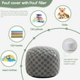 thumbnail image 3 of Round Stuffed Pouf Ottoman, Plaid Poufs with Foam Chunk Filling, Fluffy and Furry Pouf Foot Stool Storage Ottoman, 20 X 15 Floor Poufs Foot Rest for Living Room, Grey, 3 of 10
