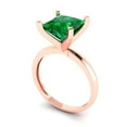 thumbnail image 2 of Solitaire Engagement Ring for Women - 3ct Simulated Emerald in 18K Rose Gold Promise Ring, 2 of 6