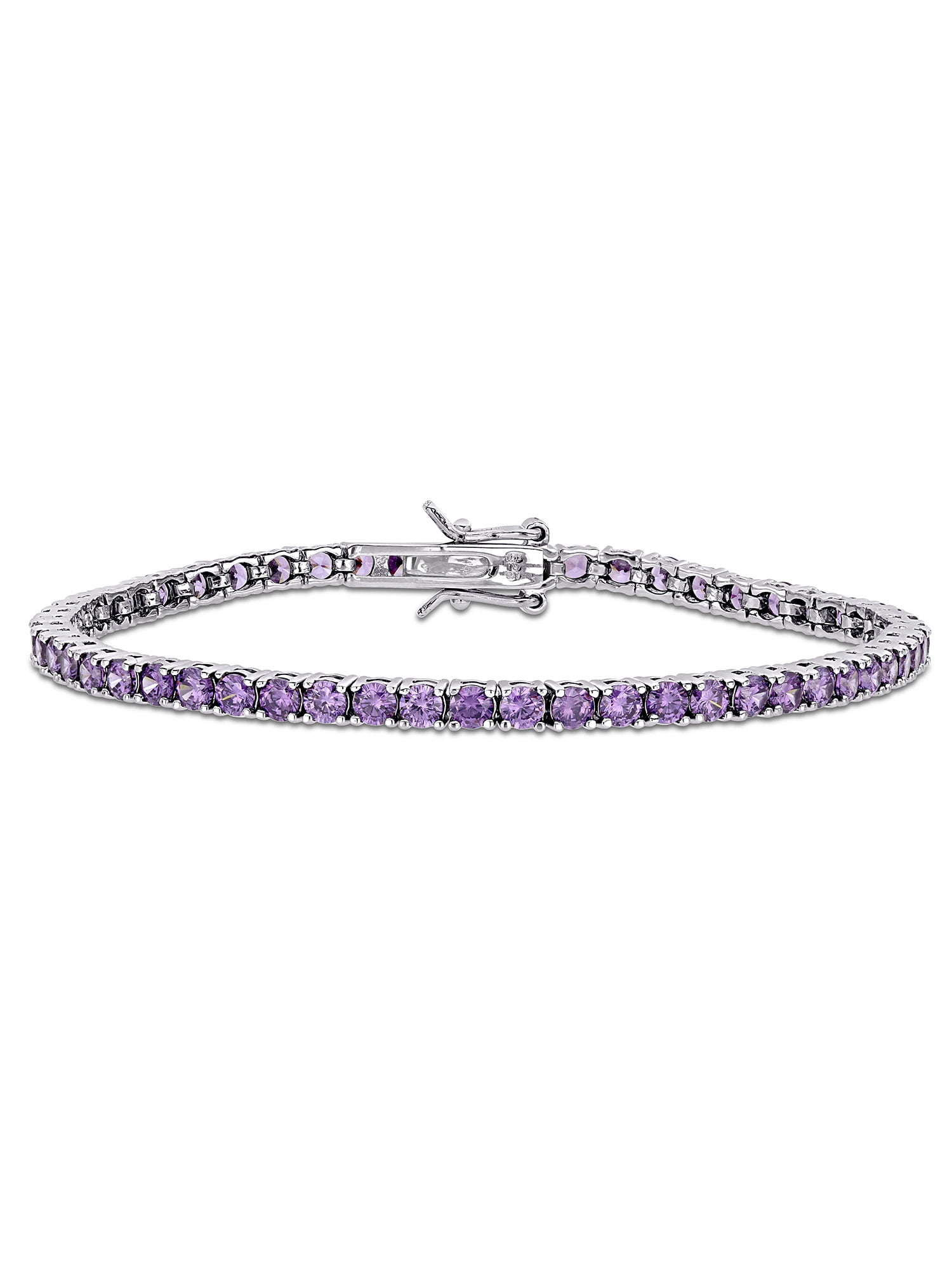 9Ct Simulated Amethyst Purple Oval AAA CZ Infinity Tennis Bracelet For Women For Girlfriend Silver Plated Brass 