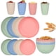 thumbnail image 1 of Nvzi 16pcs Wheat Straw Dinnerware Set,Plates and Bowls Set,Camping Dish Set for 4, Plastic Dinnerware Set,Dishwasher Safe Dinnerware Set,Multicolour A, 1 of 5