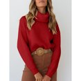 thumbnail image 2 of Womens Turtleneck Drop Shoulder Sweaters Chunky Knit Long Sleeve Oversized Pullover Jumper Tops, 2 of 5