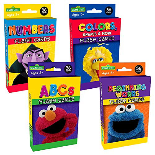 Numbers and Beginning Words. Sesame Street Educational Flash Cards for Early Learning Set includes Colors ABCs Shapes & More 