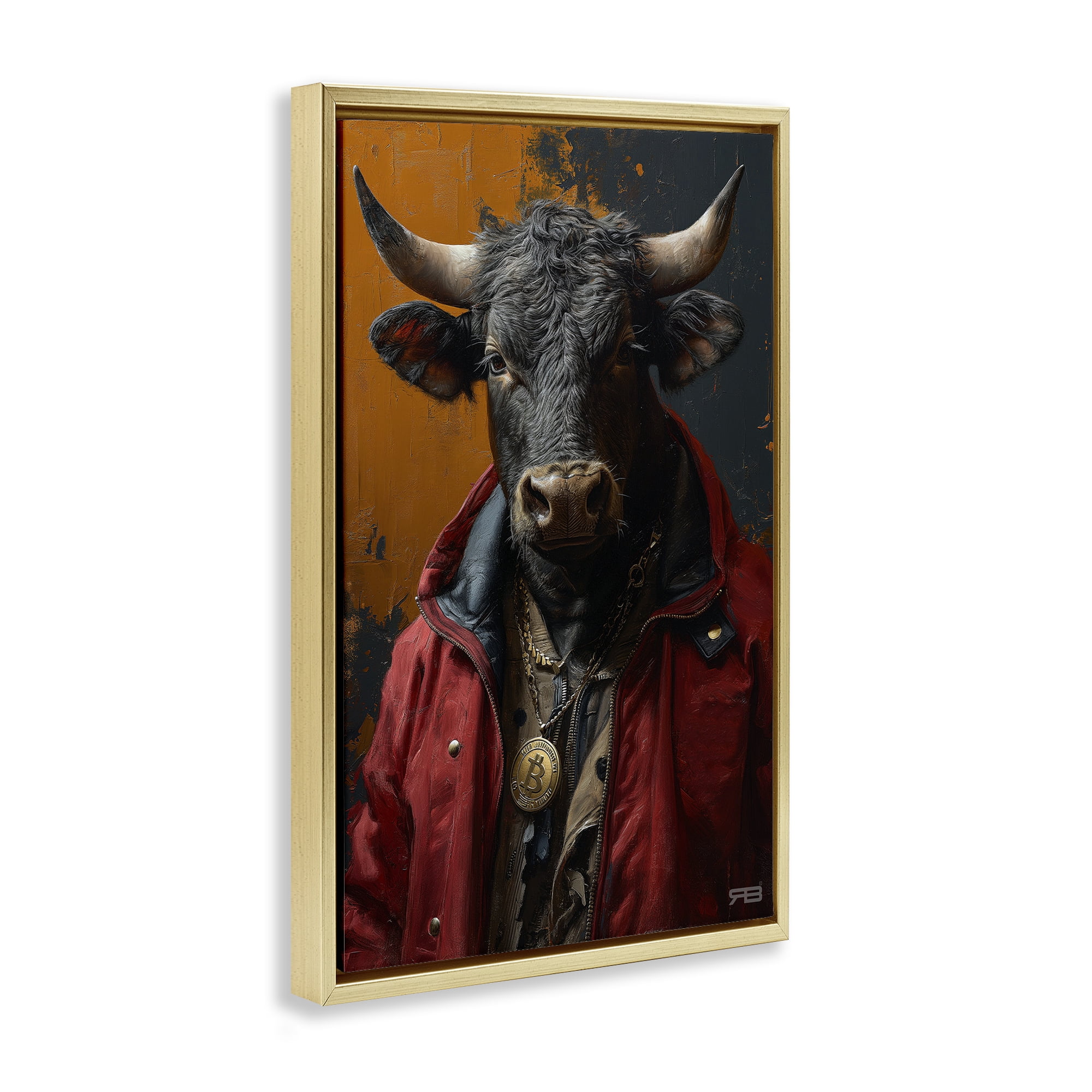Stupell Industries Street Style Cattle Novelty Painting Gold Floater Framed Art Print Wall Art, 17 x 25