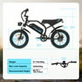 thumbnail image 4 of VDL Mountain Electric Bike , 16" Fat Tire Ebike, Wider Seat 800W Peak Motor, Removable Battery, Front Fork Suspension, 4 of 8