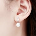 thumbnail image 2 of GKNET Women 925 Silver 8mm Pearl Dangle Drop V Shape Crystal CZ Stud Earrings Jewelry, 2 of 4