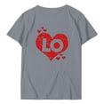 thumbnail image 2 of Chandails Mignons pour Couples Assortis, Imprimé de Cœur de la Saint-Valentin, Col Rond Ample, T-Shirt à Manches Courtes, Chic Décontracté, Blouse Tendance, Confortable, Douce, Respirante, Blouse pour Lui et Elle, Tee Gris P, 2 of 6