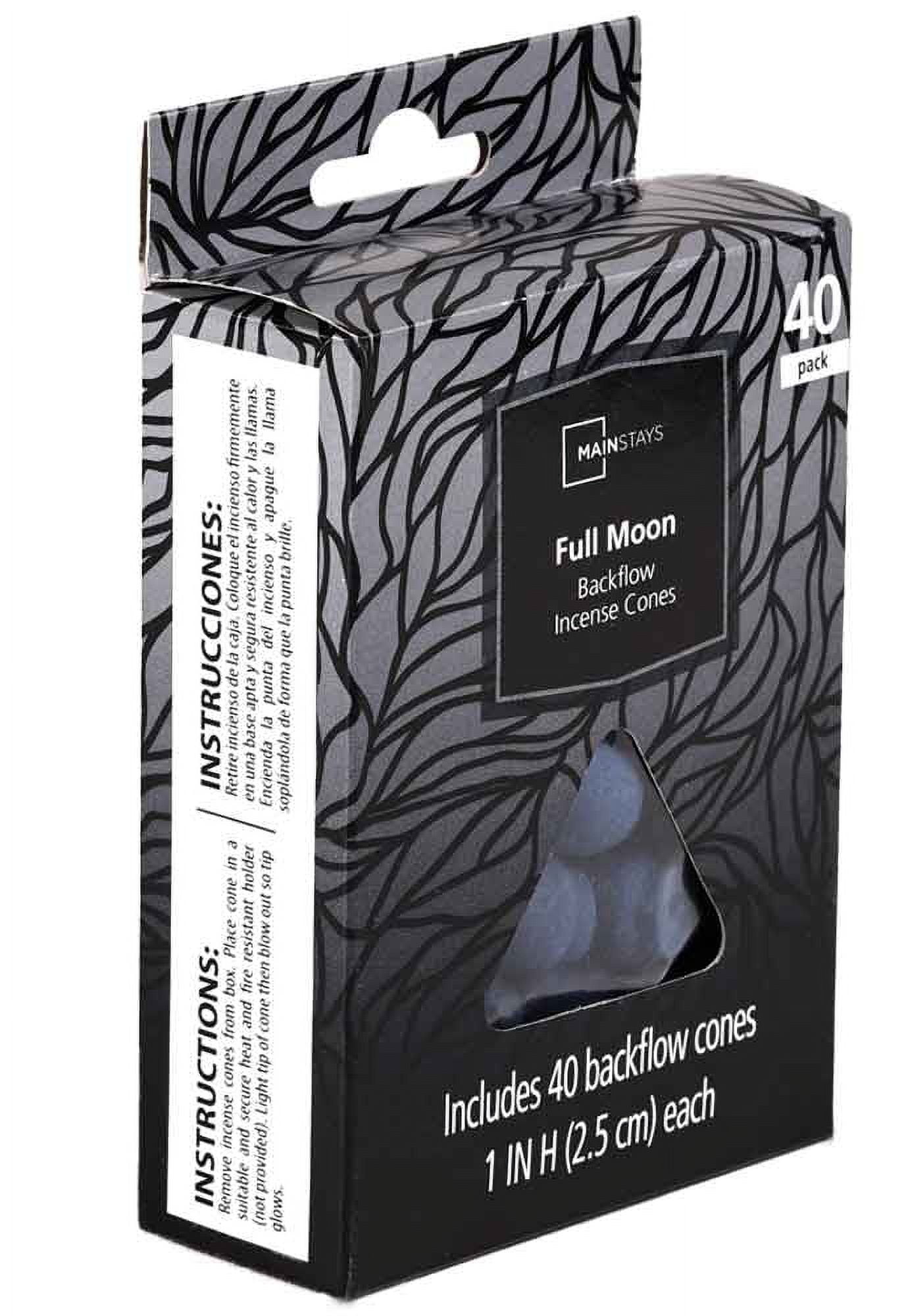 Mainstays Backflow Incense Cones, Full Moon Fragrance (Black), 40 Pack