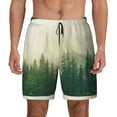 thumbnail image 2 of Picia Fog Forest pattern Mens Swim Trunks with Compression Liner Stretch Beach Shorts Quick Dry with Zipper Pockets No-Chafing Board Shorts-Small, 2 of 9