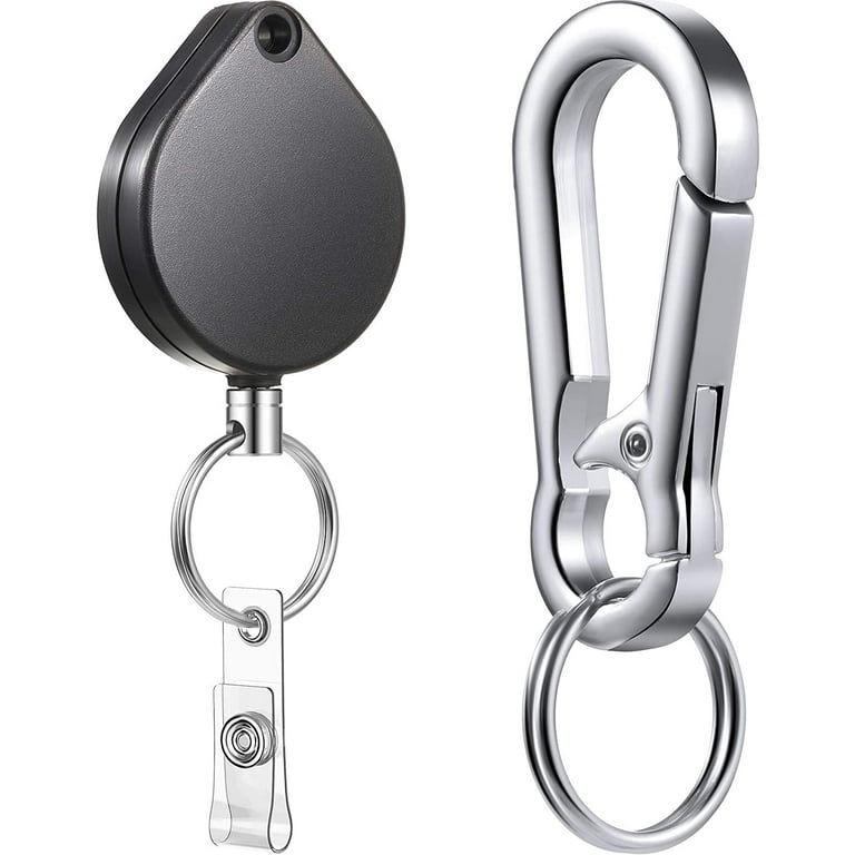ID Badge Holder, Heavy Duty Metal Body, Strong Cord, Carabiner and