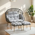 thumbnail image 2 of POCASSY Double Swing Chair with Stand and Ottomans, 2 of 7