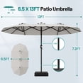 thumbnail image 4 of Easthome 13ft Outdoor Patio Umbrella with Solar Lights, Double-sided Deck Pool Umbrella with 1.9 Inch Pole, Fade Resistant Canopy, 12 Sturdy Ribs, for Porch, Market, Backyard - Light Gray, 4 of 10
