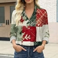 thumbnail image 2 of Womens Tops Casual Printed Satin Long Sleeve Shirt Retro Flower Design Blouses for Women Dressy Casual, 2 of 9