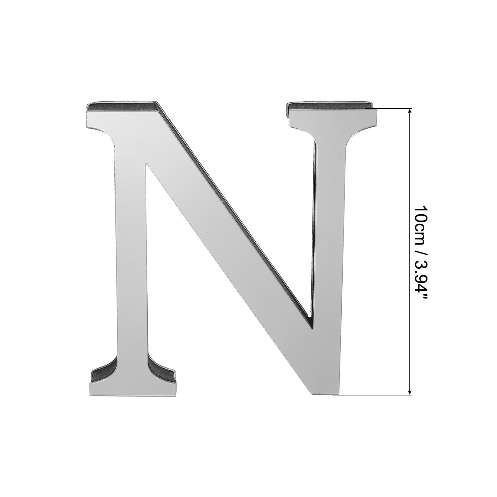Unique Bargains 3D Acrylic Alphabet Mirror Wall Stickers Letter Sign Silver N Shape