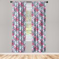 thumbnail image 3 of Ambesonne Floral Curtains, Roses Watercolor Botanical, Pair of 28"x84", Dark Pink and Sky Blue, 3 of 5