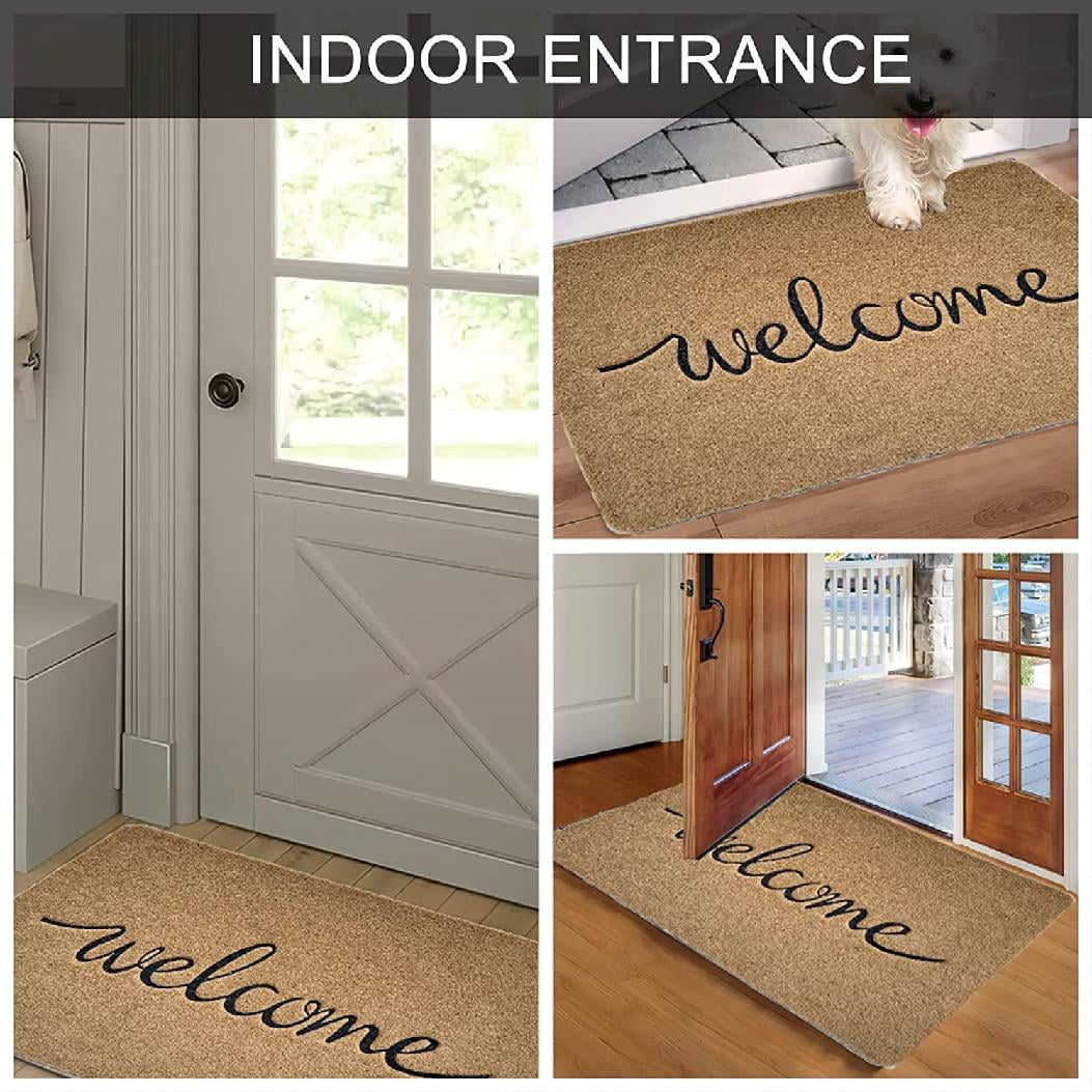 KARLSITEK Indoor Front Door Mat Welcome Mats Non-Slip Doormat Entry Rugs  for Inside House and Home Entrance