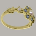 thumbnail image 3 of LBG British Made 9k Yellow Gold Cultured Pearl & Sapphire Womens Statement Ring - 33 size options - Size 10.5, 3 of 7