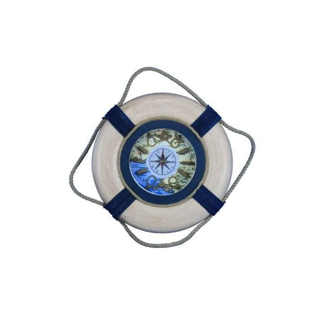 Nautical Outdoor Clock Vintage White With Blue Rope Bands Decorative Lifering Clock 15