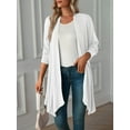 thumbnail image 6 of Mengpipi Women's Basic Casual Lightweight Long Sleeve Drape Open Front Cardigan, White-S(4-6), 6 of 7