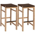 thumbnail image 2 of JONATHAN Y Armand Coastal Acacia Wood Backless Outdoor Bar Stools with Woven Rope Seat, Set of 2 for Patio, Kitchen and Backyard, Light Teak and Brown BSL1201C-SET2, 2 of 7