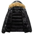 thumbnail image 3 of Chrisuno Jackets for Men Coat Men's Quilted Winter Thicken Puffer Jacket Warm Padded Outwear with Hood Shiny Black M, 3 of 5