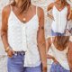 thumbnail image 2 of Mujeres damas sólido sin mangas con cuello en V pulóver botón chaleco camisetas sin mangas camisas blusa Fridja qr4902, 2 of 9