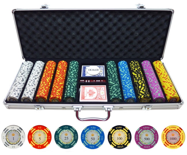 Lucky Horseshoe Texas Hold 'Em 13.5g 500 pc Clay Poker Chips w/ Case Cards Dice 