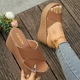thumbnail image 5 of Mostsola Platform Slippers for Women Slip on Sandals Cross Strap Wedges Heels Casual Summer Heels, 5 of 8