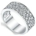 thumbnail image 2 of Metal Masters Sterling Silver Mens Wedding Band Engagement Ring Cubic Zirconia Cz 9mm 3 Row, 2 of 8