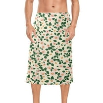 Ryvnso Men's Adjustable Shower Wrap Floral Leaves Bath Towels with Snap Closure 28 x 60 inch