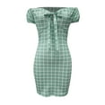thumbnail image 5 of Dresses for Women Plus Size Short Sleeve Buttocks Shoulder Plaid Sexy Casual Dress, 5 of 6