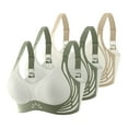 thumbnail image 1 of Brasier Tela de Mantequilla 3 Piezas de Sujetador Grande con Hebilla Frontal y Borde de Encaje para Mujer, sin Aro de Acero, Ajuste sin Costuras para Yoga y Dormir Extra Grande, 1 of 4