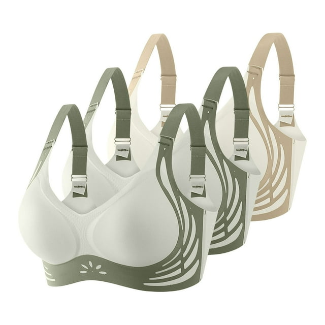 Brasier Tela de Mantequilla 3 Piezas de Sujetador Grande con Hebilla Frontal y Borde de Encaje para Mujer, sin Aro de Acero, Ajuste sin Costuras para Yoga y Dormir Extra Grande