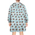 thumbnail image 2 of Wearable Blanket Hoodie,Football Stripe Blue Pattern Oversized Sherpa Blanket Hoodie with Super Pockets,Super Warm Fuzzy Pullover for Women & Men, 2 of 5