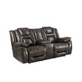 thumbnail image 2 of Steve Silver Oportuna Faux Leather Dual Power Console Loveseat, Brown, 2 of 8
