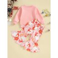 thumbnail image 4 of LMLYSoH Toddler Girl Fall Outfits Santa Flower/Letter Print Crew Neck Sweatshirts Flare Pants 2Pcs Christmas Clothes Set, 4 of 9
