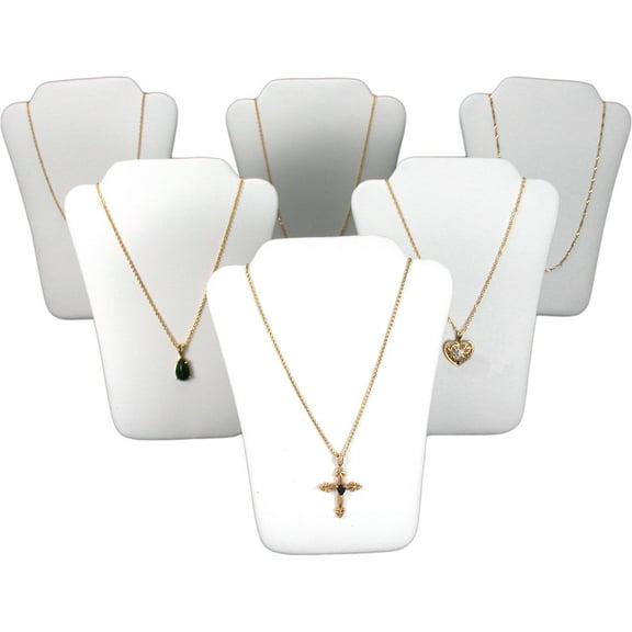 6 White Leather Chain Necklace Easel Jewelry Displays