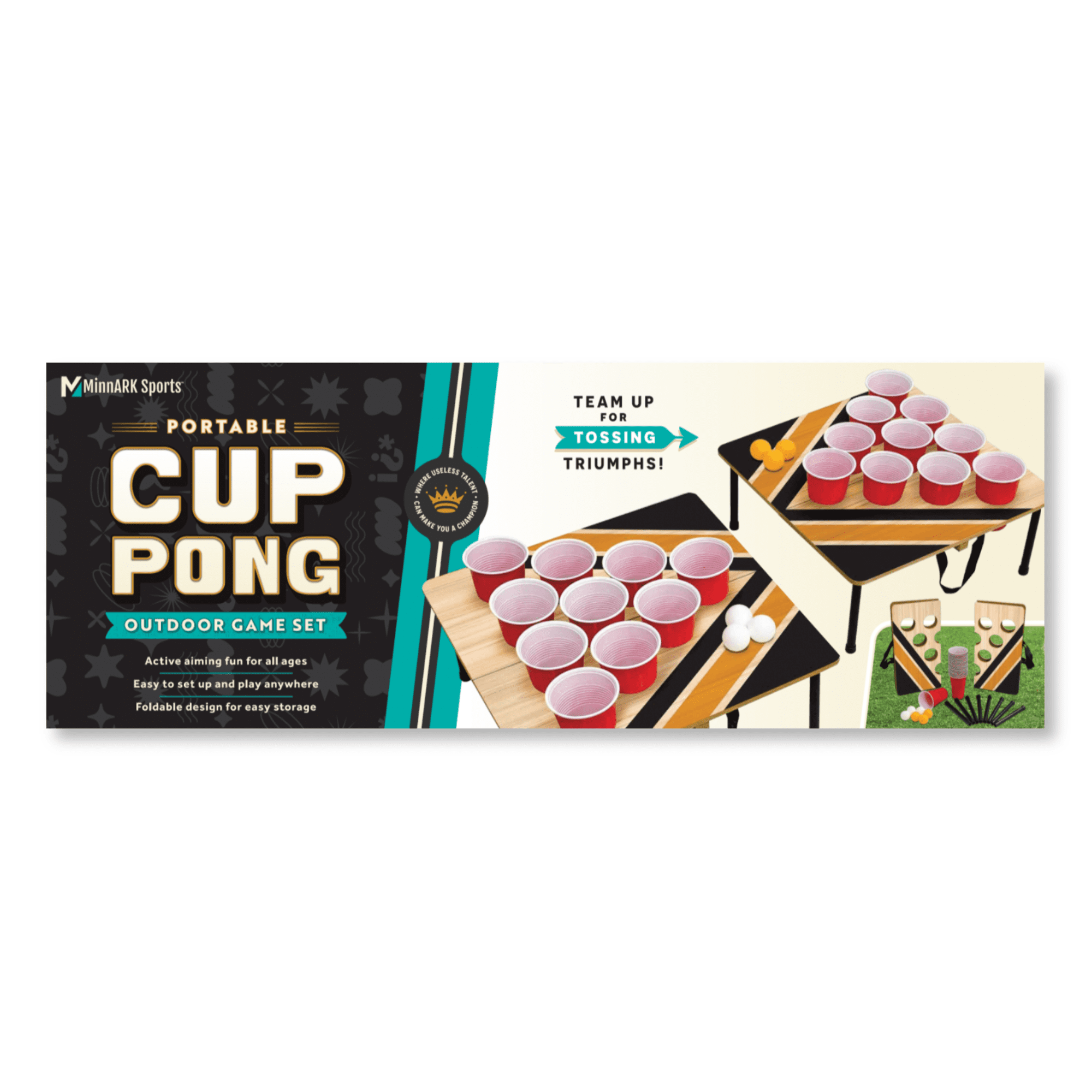 Portable Cup Pong, Outdoor Toss Game Set, for All Ages, by MinnARK