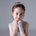 thumbnail image 1 of Vestido de novia de encaje con diamantes para niña, guantes sin dedos para niña, guantes de baile para actuación, decoración, 1 of 5