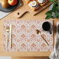 thumbnail image 2 of Red Flowers Placemats Set of 6, Boho Ethnic Neutral Floral Motifs Art Placemats for Dining Table, Place Mats for Kitchen Tabletop, Waterproof Wipeable Dining Table Mats Set, 2 of 9