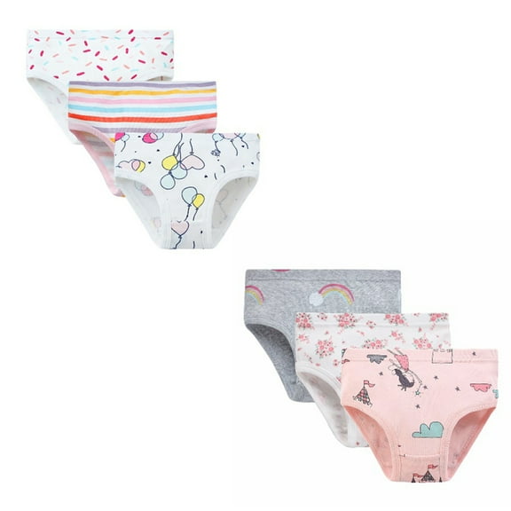 2-7T Baby Girls Sofe Cotton Briefs Toddler Kids Cute Underwear 6-Pack
