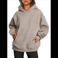 thumbnail image 4 of Sudadera Informal de Larga con Capucha para Mujer, Jersey de y Otoño con Bolsillos. Caqui S, 4 of 9