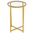 Ktaxon Round Side Table,Tempered Glass End Table with Golden Metal