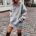 thumbnail image 2 of Dpjklzsn Women's Oversized Hooded Sweatshirt Dress, Drawstring Long Sleeve Drop Shoulder Pullover with Pocket, 2 of 7